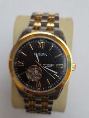 Bulova Black and Gold Open-Heart Automatic Watch